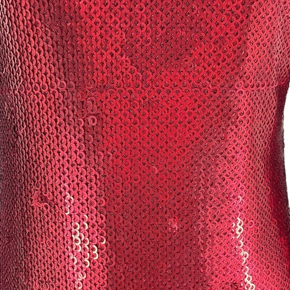 Monique Lhuillier NWT Long Sleeve Red Open Back Sequin Cocktail Mini Dress 6 - Picture 8 of 16